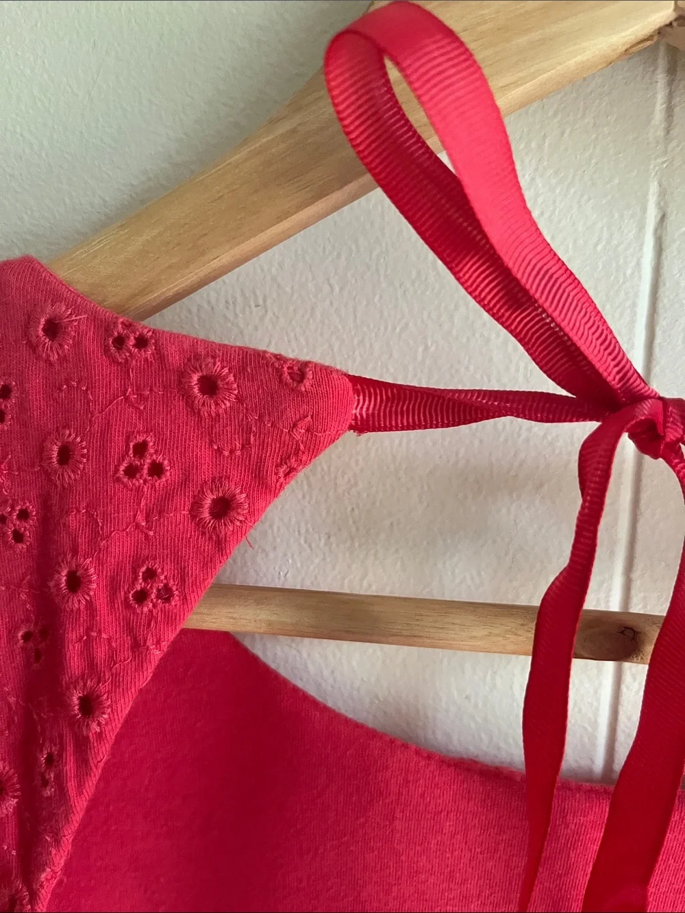 Free People Apricot Rose Watermelon Spritz Eyelet Puff-Sleeve Mini Dress Sz M